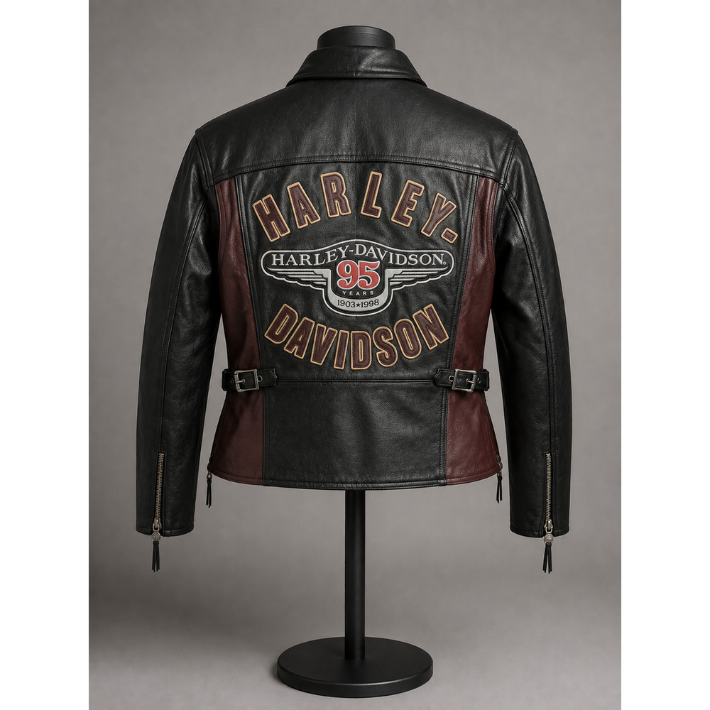 Vintage 1998 Harley-Davidson 95th Anniversary Women XL Leather Biker Jacket